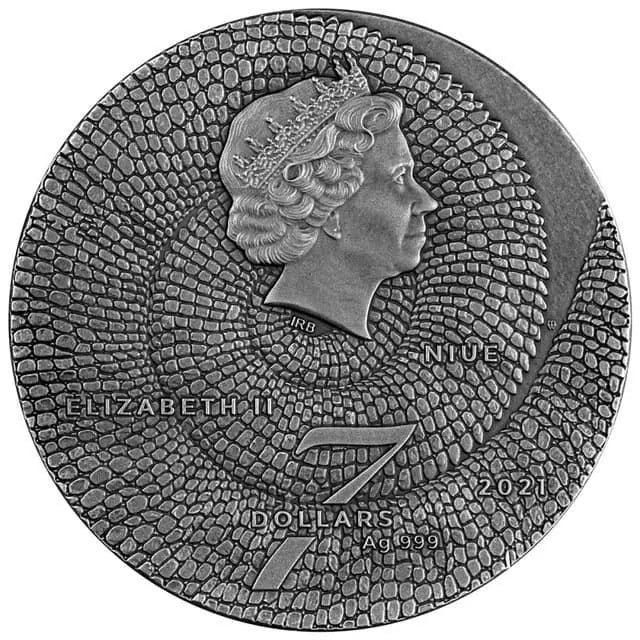 2021 Niue Amazing Animals – Chameleon 3oz Silver Antiqued Coin