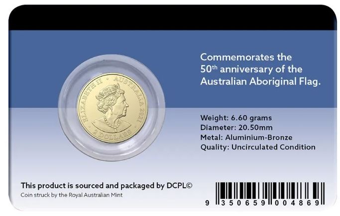 2021 Aboriginal Flag coin in DCPL Card