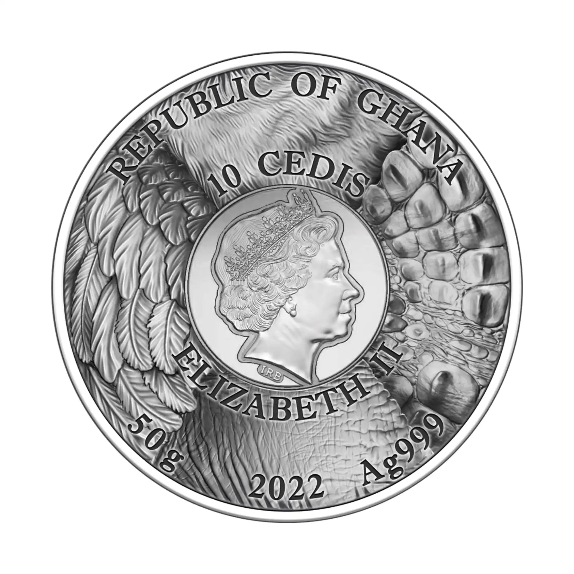 2022 Ghana Panther Hunting 2oz Silver Antiqued HR Gilded Coin