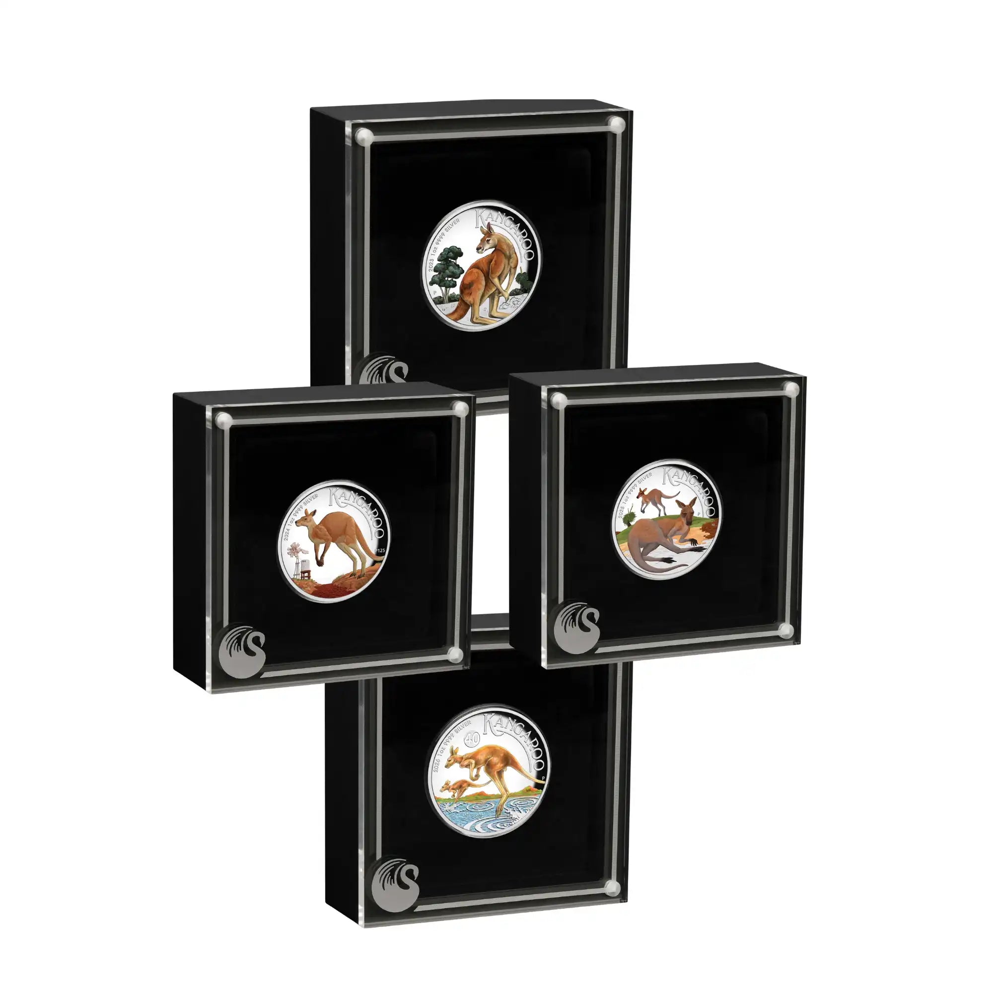 2023–2026 Perth Mint Kangaroo 1oz Silver Coloured Proof 4-Coin Collection