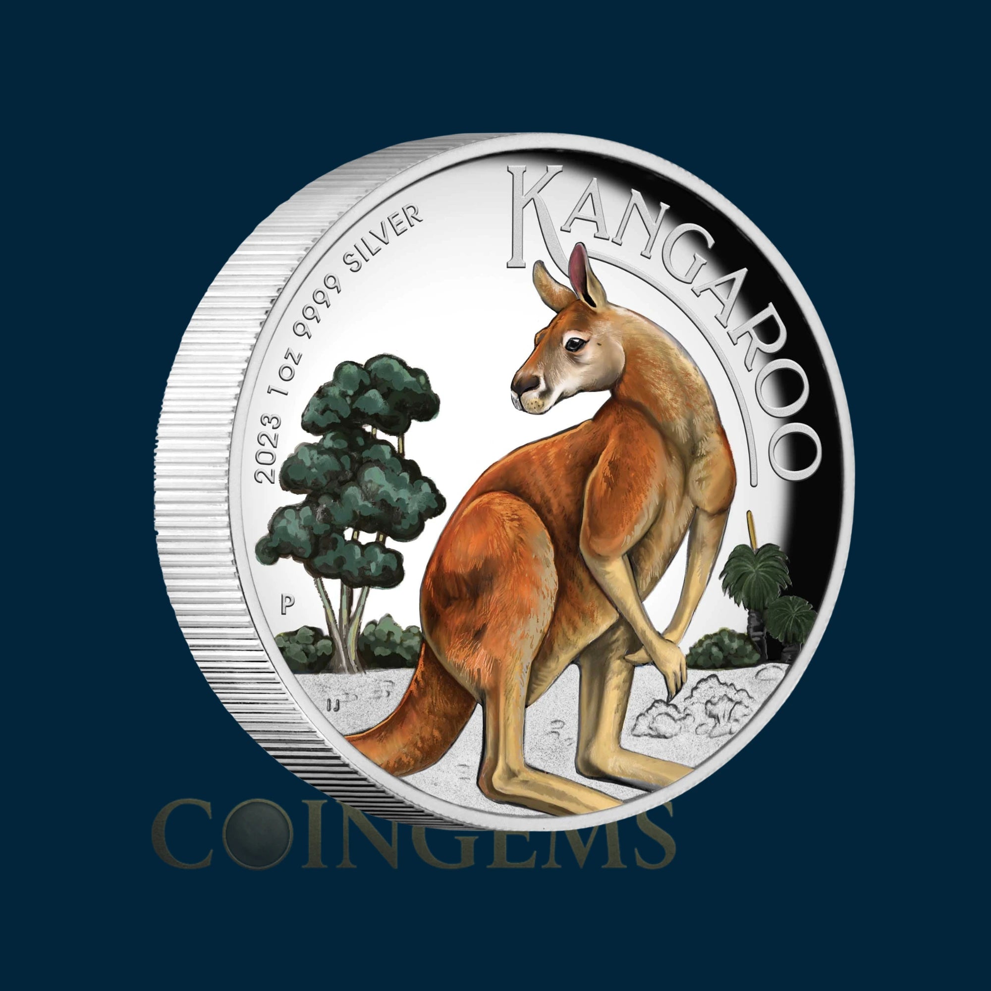 2023 Perth Mint Kangaroo 1oz Silver Coloured Coin