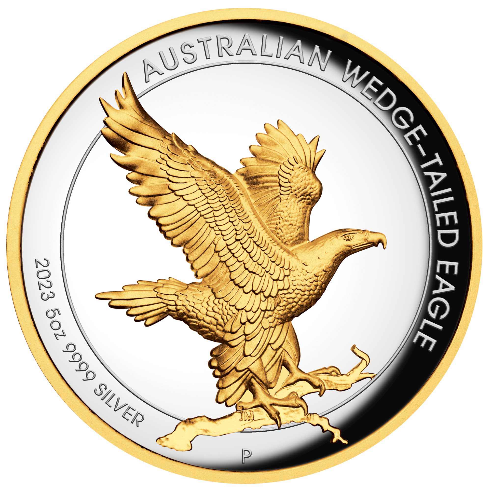 2023 Perth Mint Wedge-tailed Eagle 5oz Silver Proof High Relief Gilded Coin