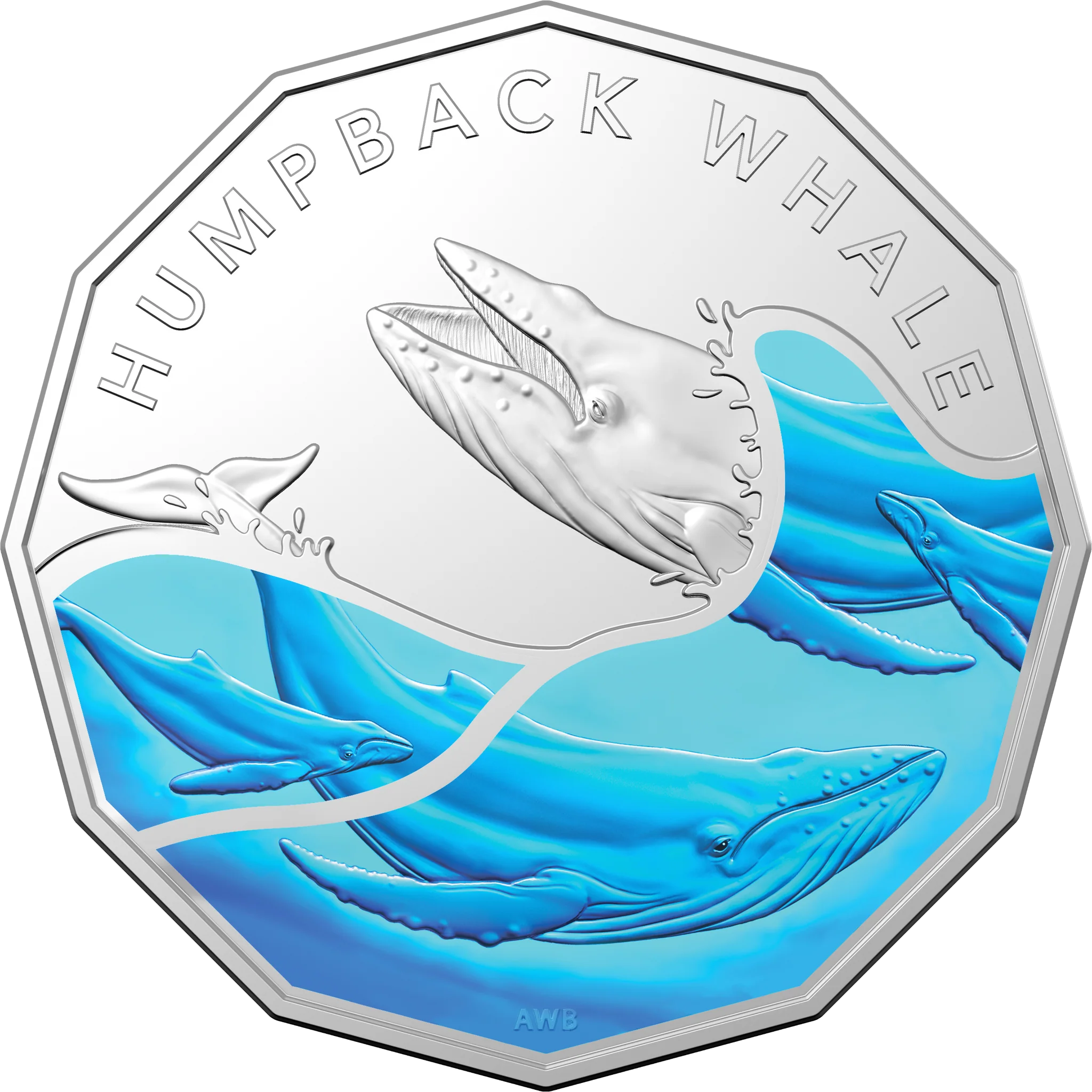 2023 RAM Humpback Whale 50c Coloured Coin On Card