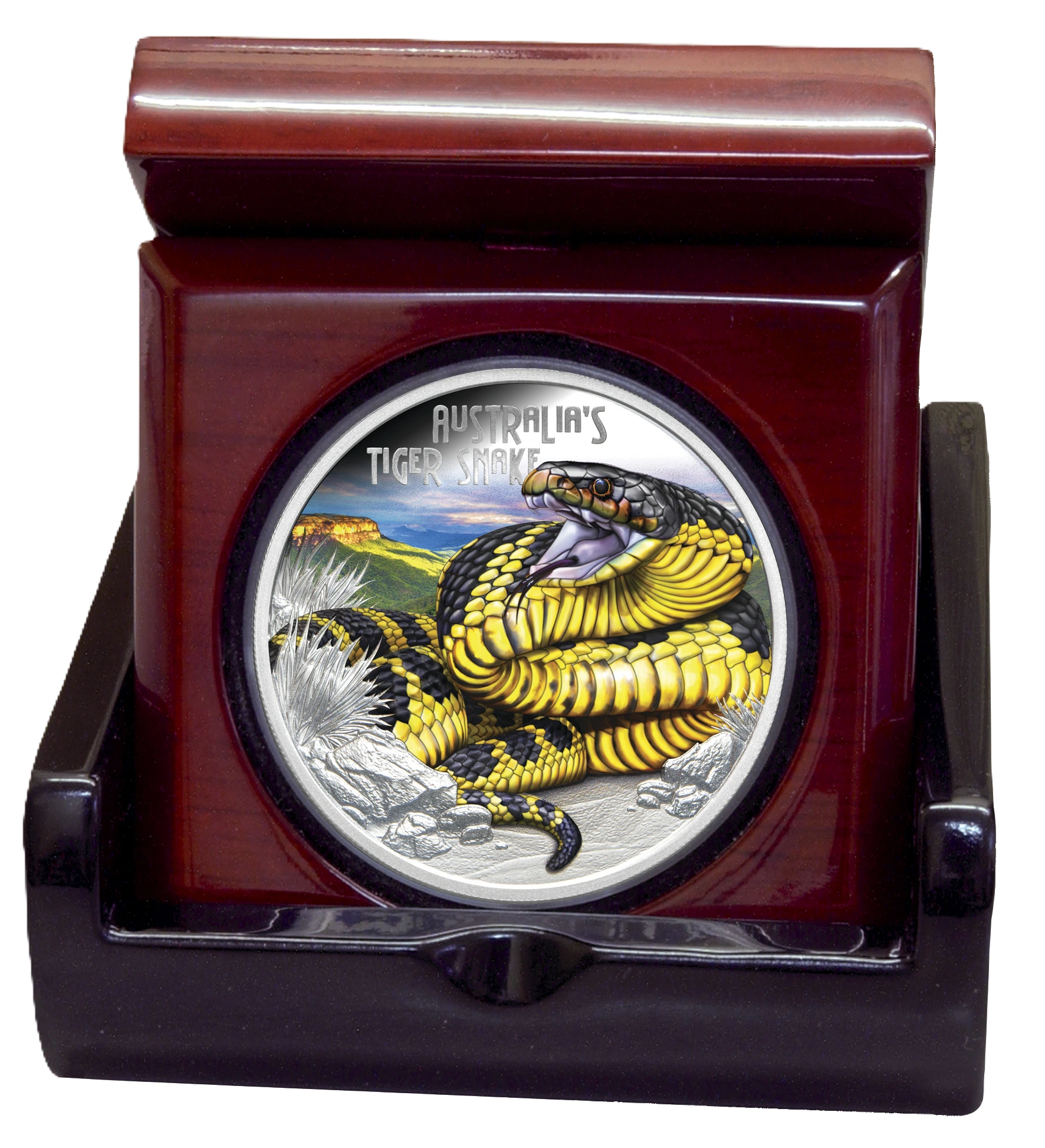 2025 Niue Deadly & Dangerous $1 Tiger Snake 1oz Silver Coloured Proof Coin