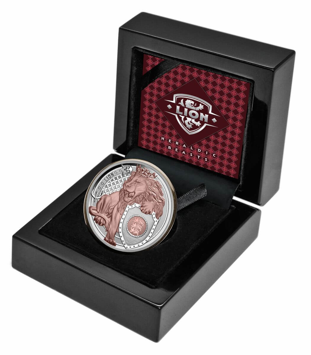2025 Niue Heraldic Beasts $1 Lion 1oz Rose Gold Plated Silver Proof Coin