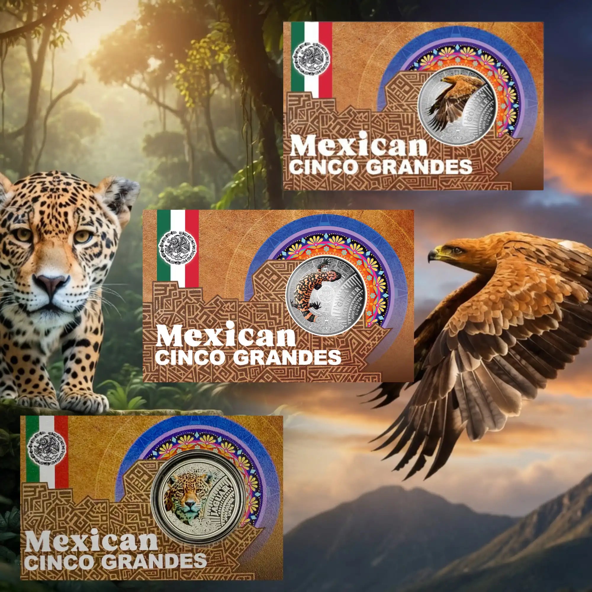 2026 Cameroon Jaguar, Eagle & Gila 1/4oz Silver 3 Coin Collection