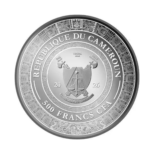 2026 Cameroon Mexican Cinco Grandes Golden Eagle 1/4oz Silver Proof Coloured Coin in Card