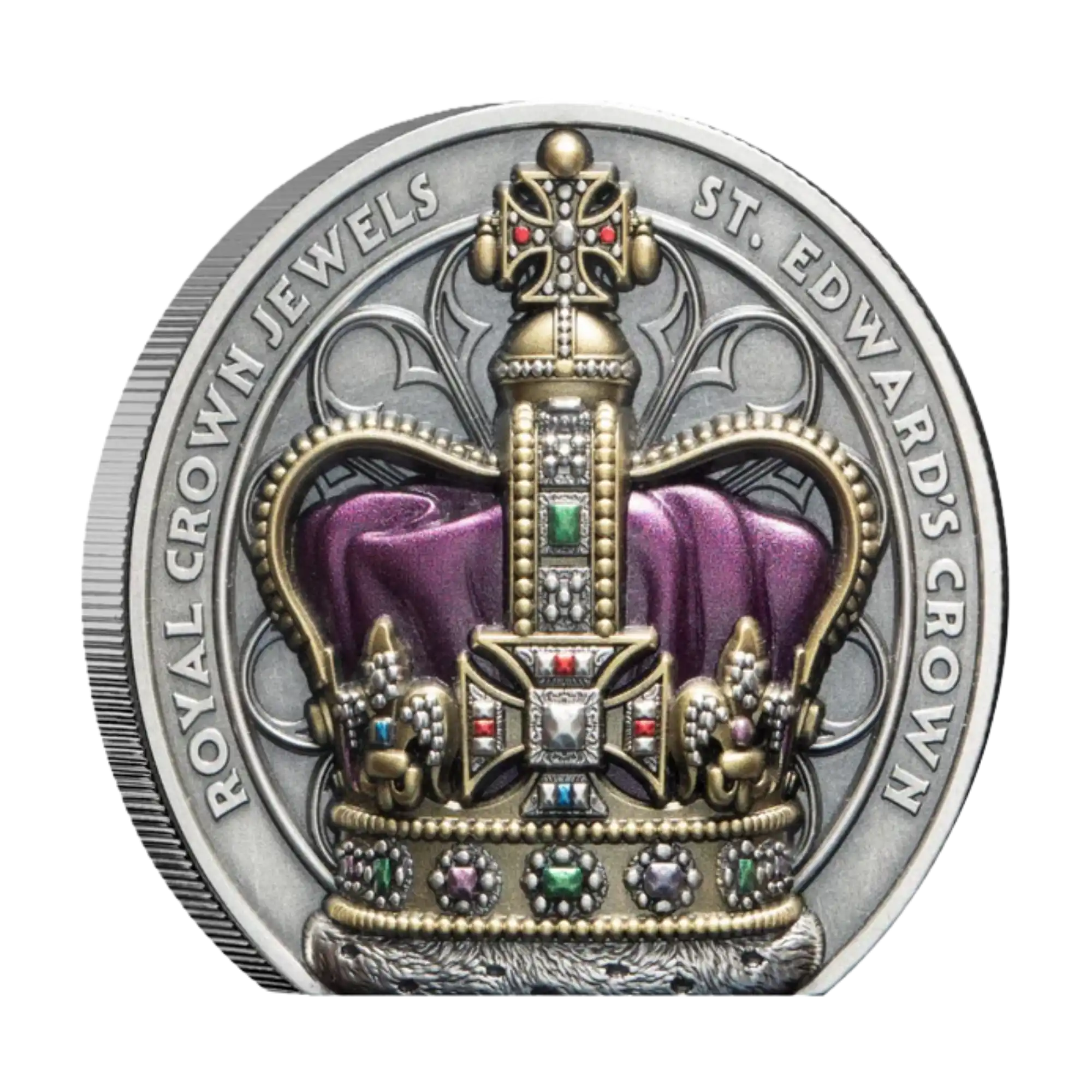 2026 Niue Royal Crown Jewels St Edward’s Crown 2oz Silver HR Antique Coloured Coin