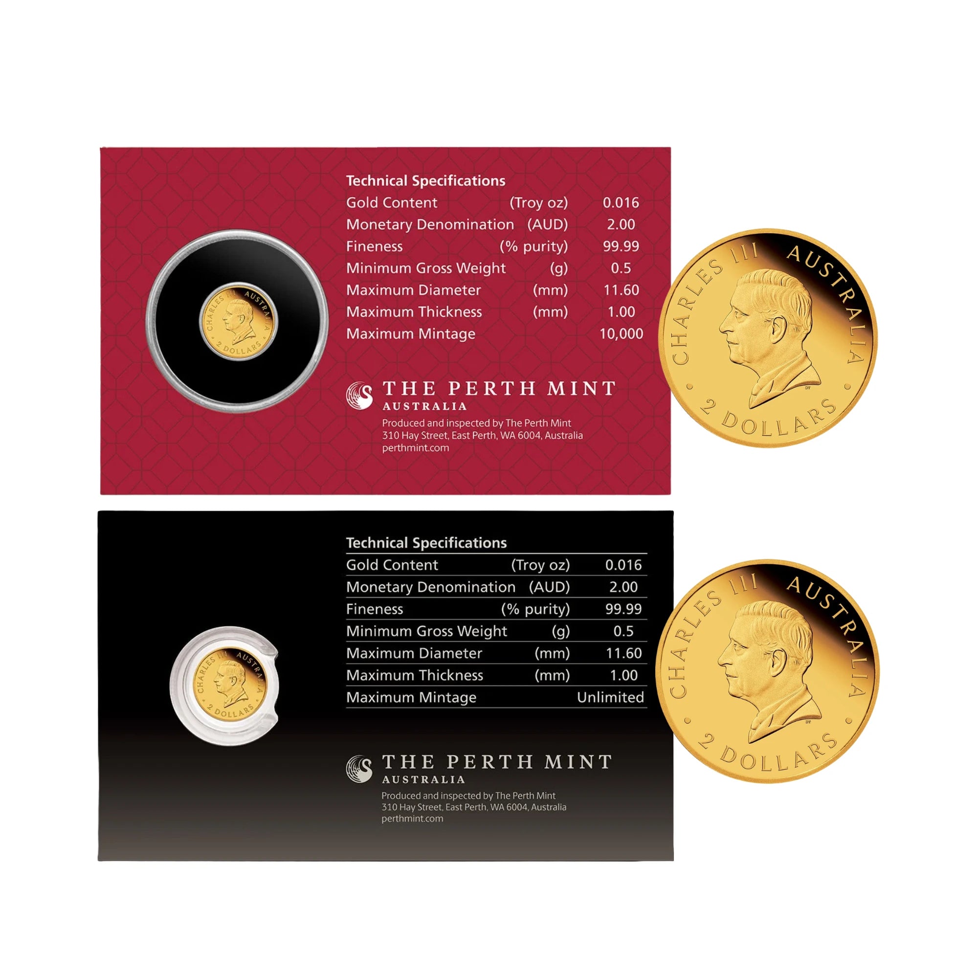 2026 Perth Mint Kangaroo & Horse 0.5g Gold Proof 2 Coin Collection