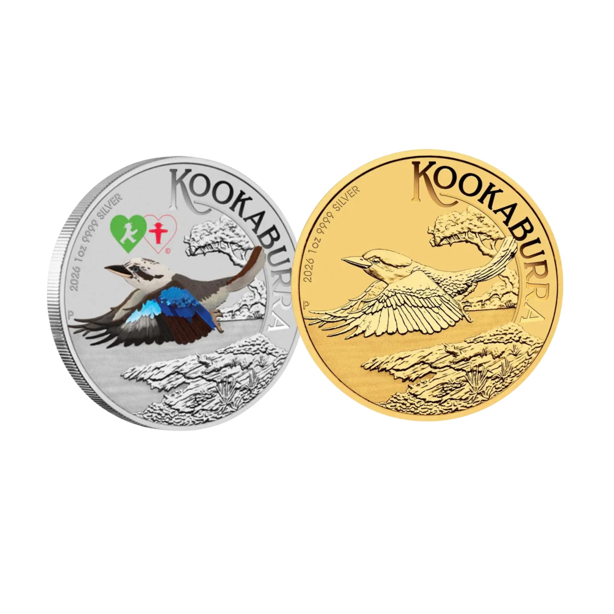 2026 Kookaburra 1oz Silver Coloured & Gold Plated 2 Coin Collection