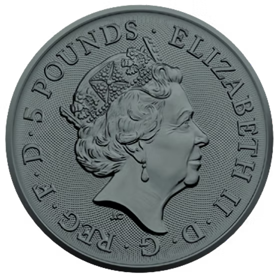 2022 United Kingdom Tudor Beasts Lion 2oz Silver Ruthenium Gold Plated BU Coin