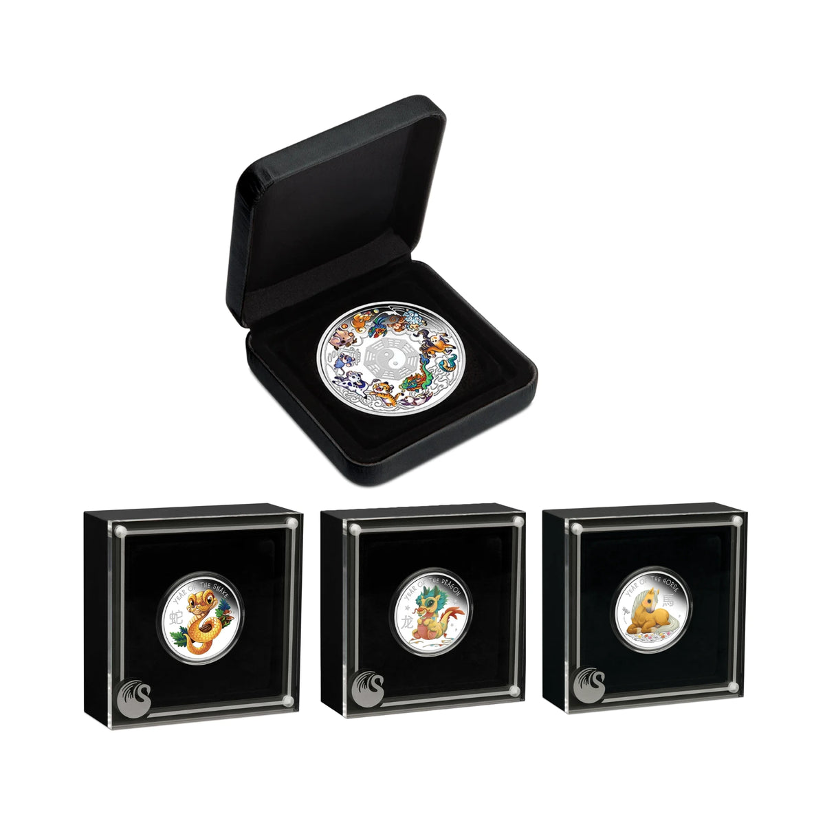 Perth Mint Baby Lunar Silver Coloured 4 Coin Collection