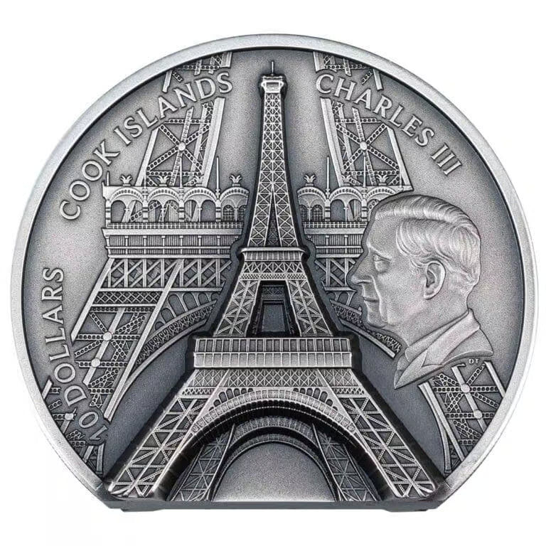2024 CIT Eiffel Tower 2oz Silver Antiqued High Relief Coin