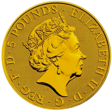 2022 United Kingdom Tudor Beasts Lion of England Flag 2oz Silver Gold Plated BU Coin