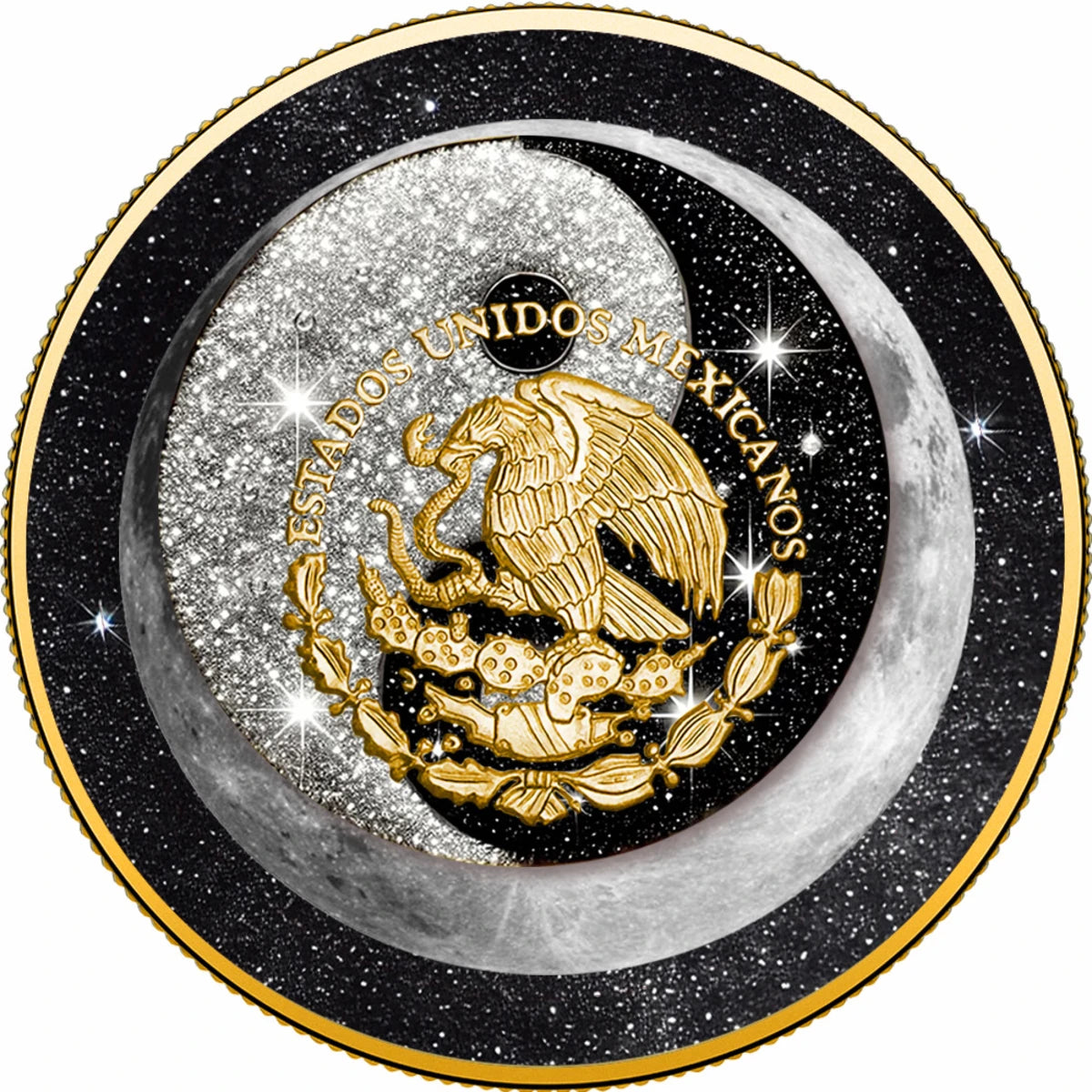 2024 Mexico Libertad Sun & Moon Yin Yang Edition 1oz Silver Coloured Coin
