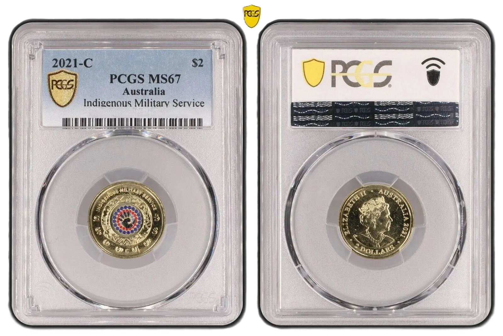 2021 PCGS MS67 graded $2 Indigenous Military Services IMS coin