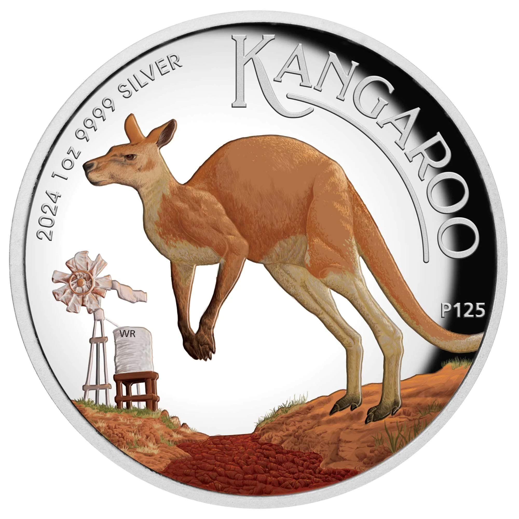 2024 PerthMint Kangaroo 1oz Silver Proof High Relief Coloured Coin