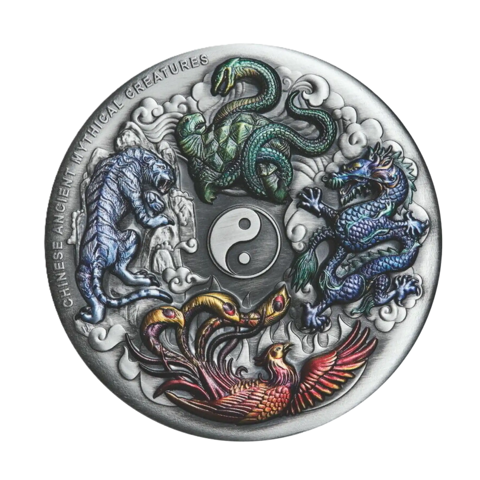 2021 Perth Mint Mythical Creatures 5oz Silver Antiqued Coloured Coin