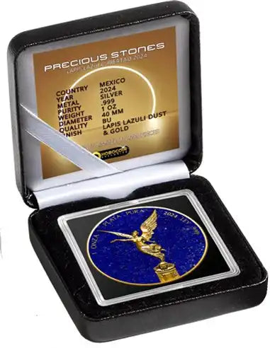 2024 Mexico Libertad Lapis Lazuli Precious Gemstones 1oz Silver BU Coin