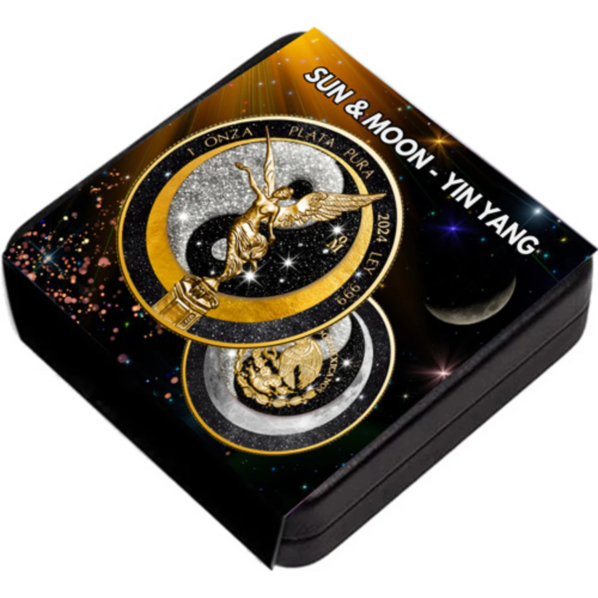 2024 Mexico Libertad Sun & Moon Yin Yang Edition 1oz Silver Coloured Coin