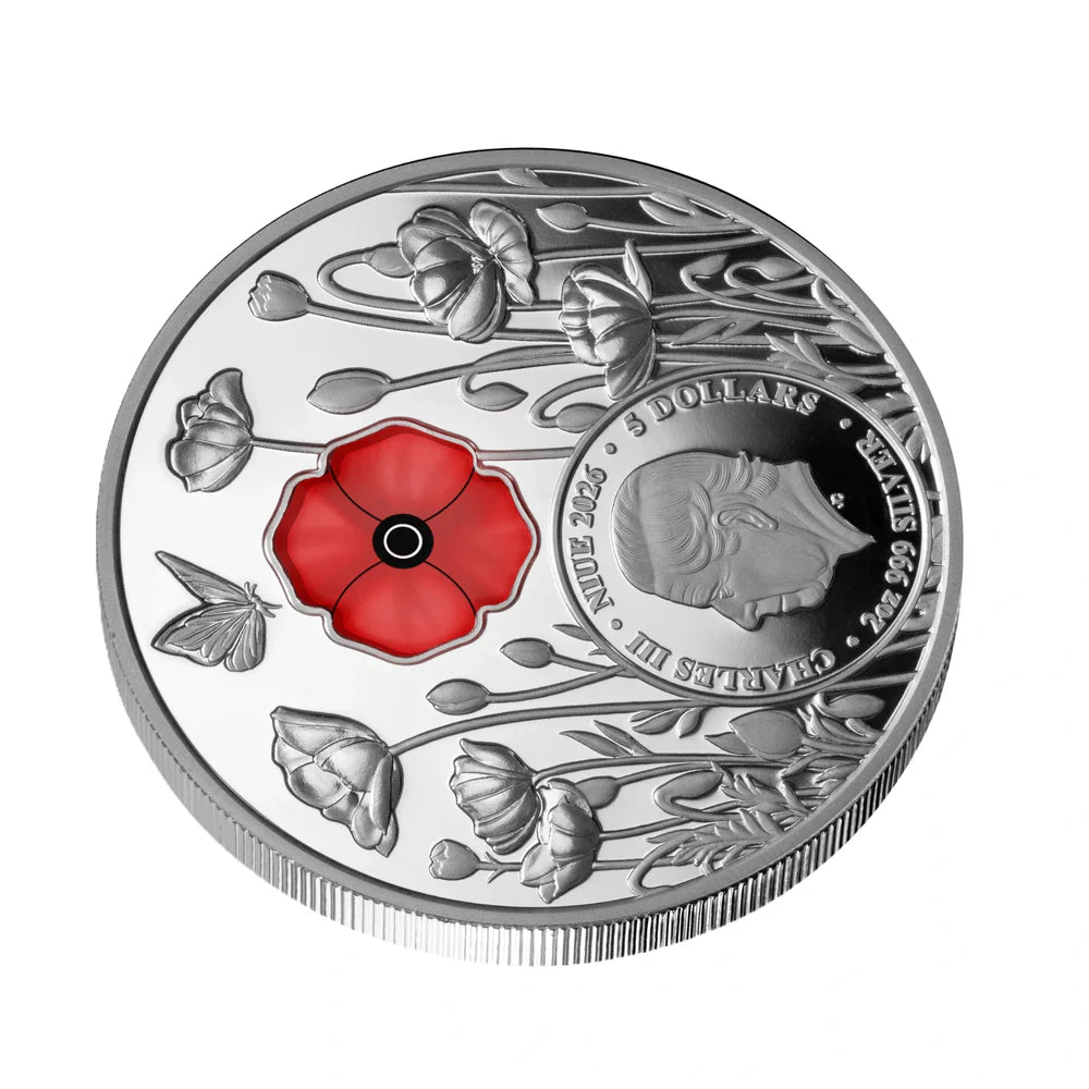 Niue Purple Finch 1oz & Red Poppy 2oz Silver Proof 2 Coin Collection