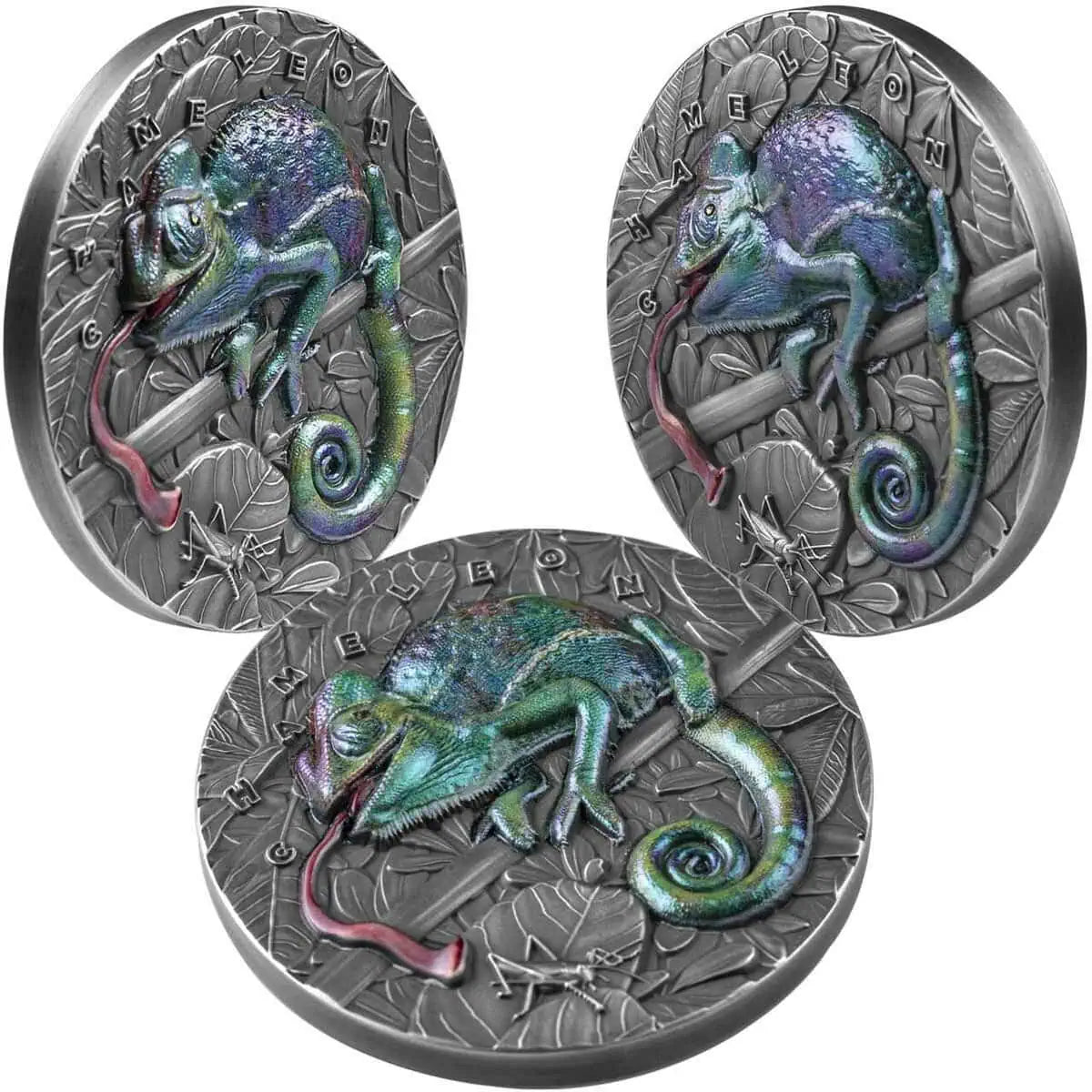 2021 Niue Amazing Animals – Chameleon 3oz Silver Antiqued Coin