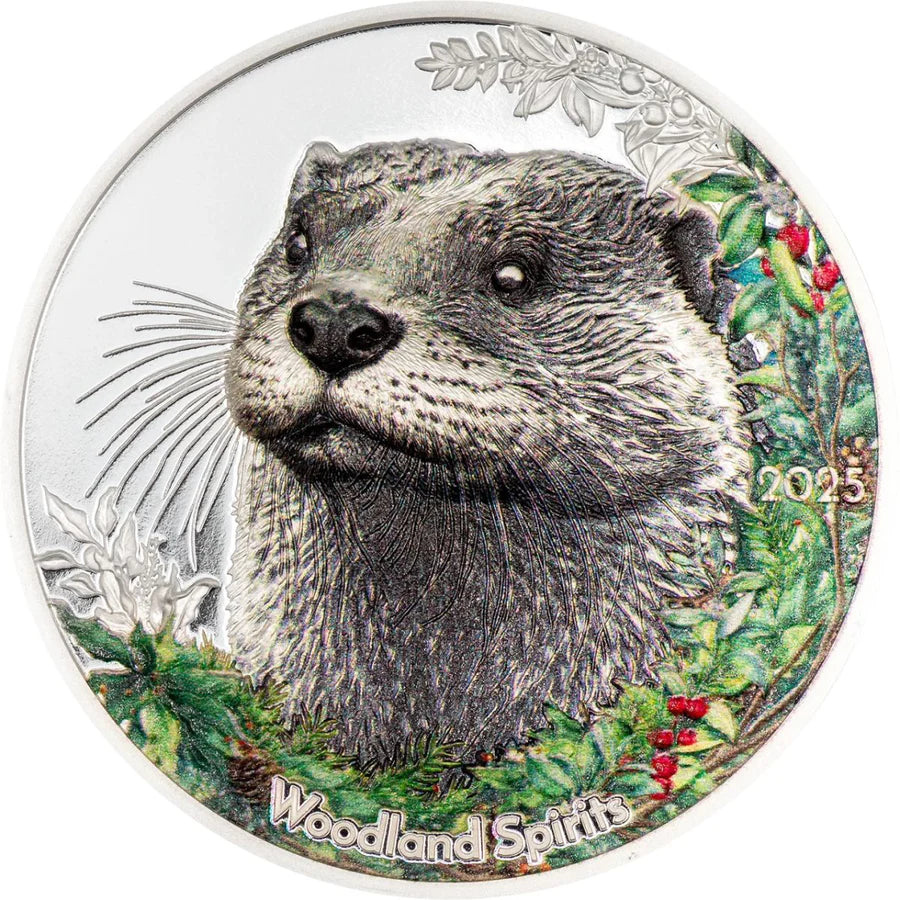 2025 Mongolia Woodland Spirits Otter 1oz Silver Proof Coloured Coin