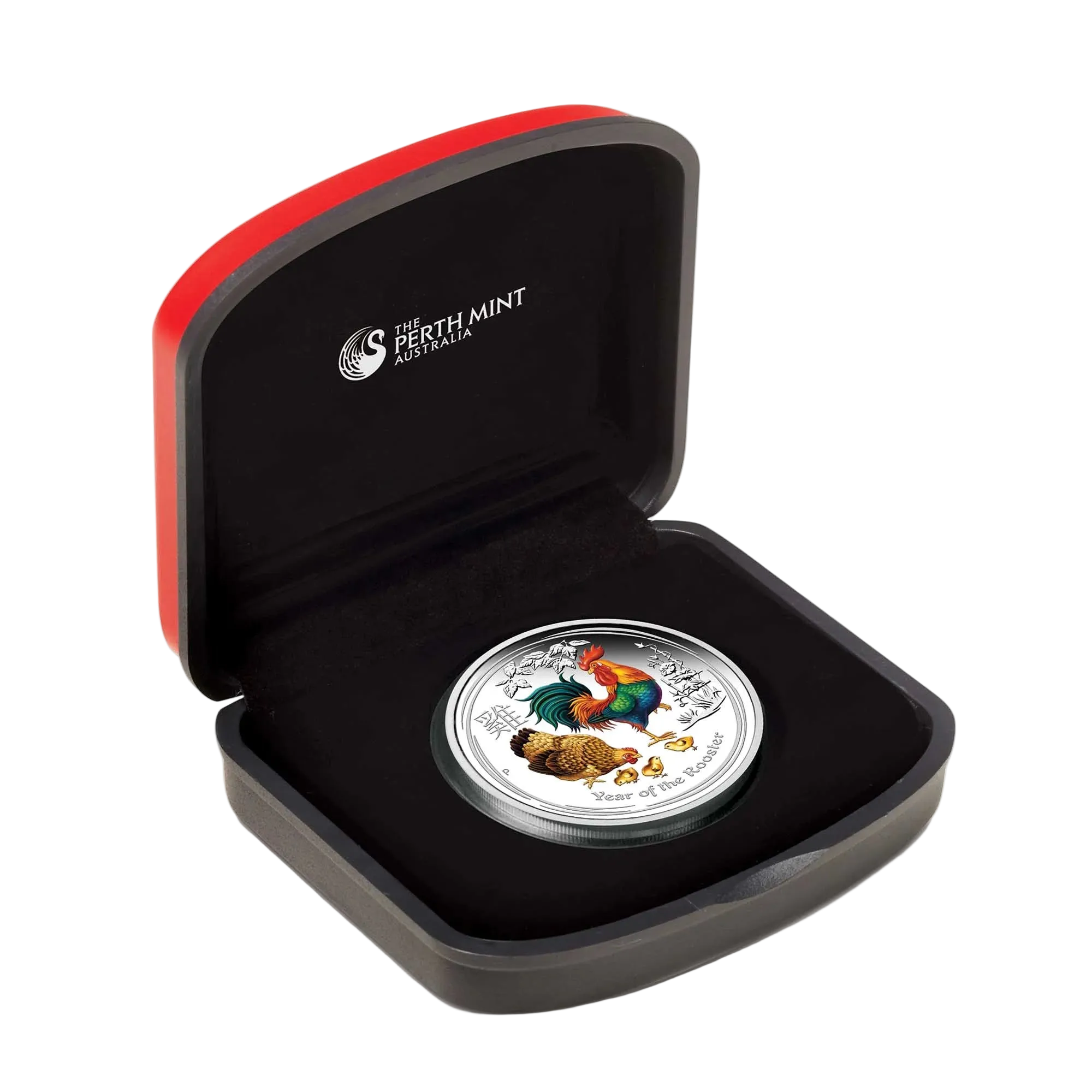 2017 Perth Mint Lunar Rooster 1oz Silver Proof Coloured Coin