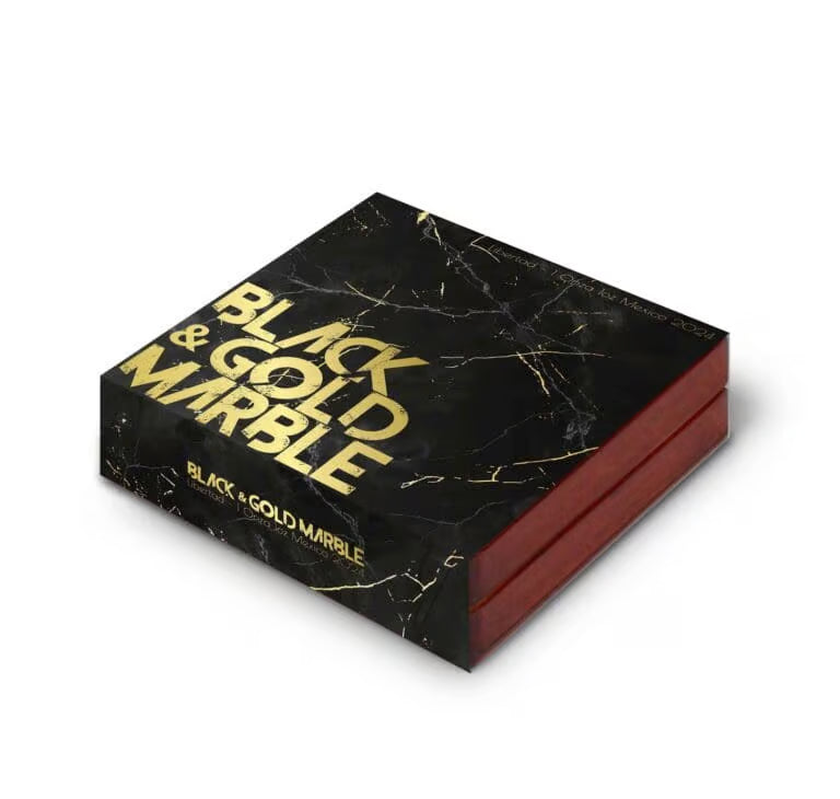 2024 Mexico Libertad Black & Gold Marble 1oz Silver Gilded Coin