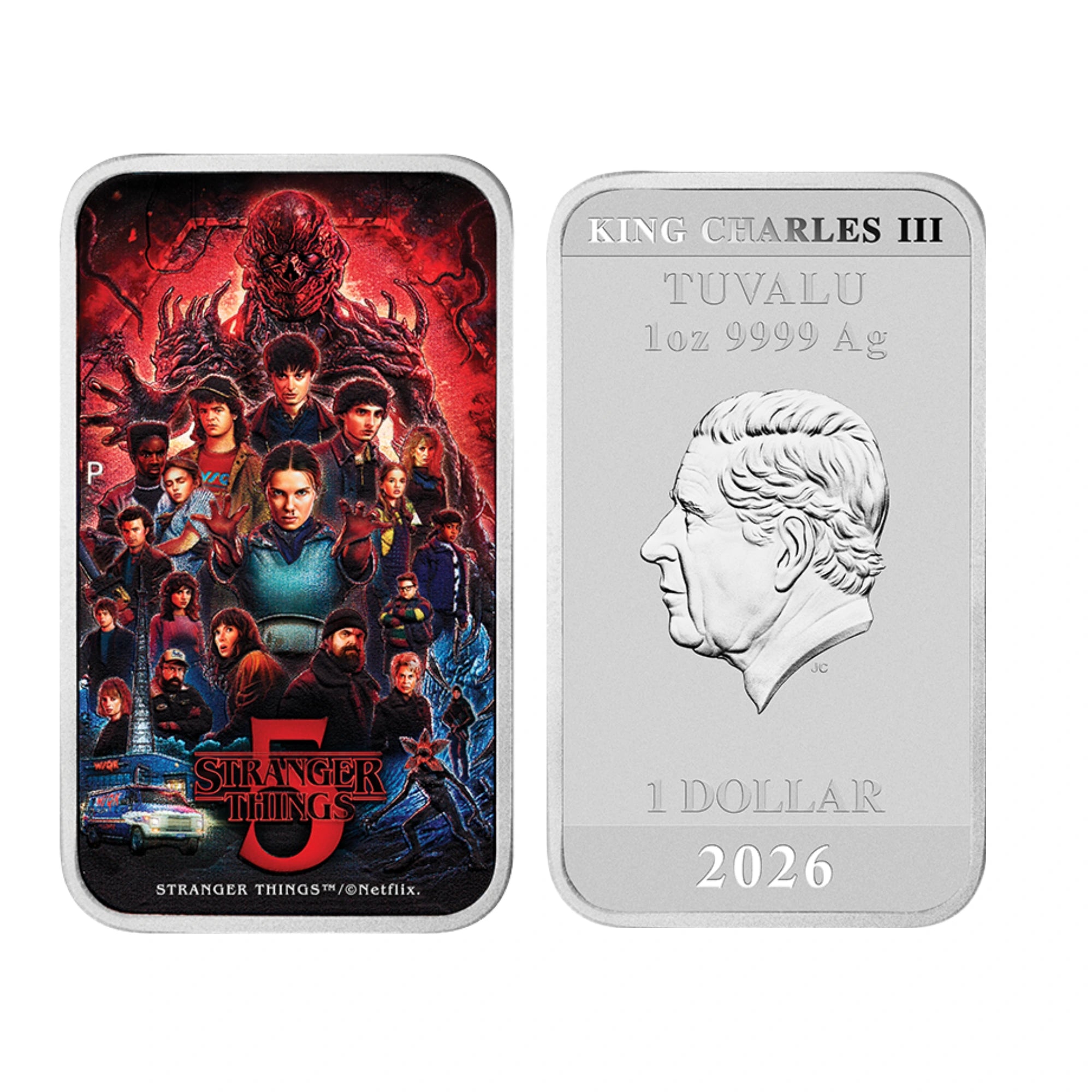 2026 Perth Mint Stranger Things Season 5 1oz Silver Coloured Rectangular Bar