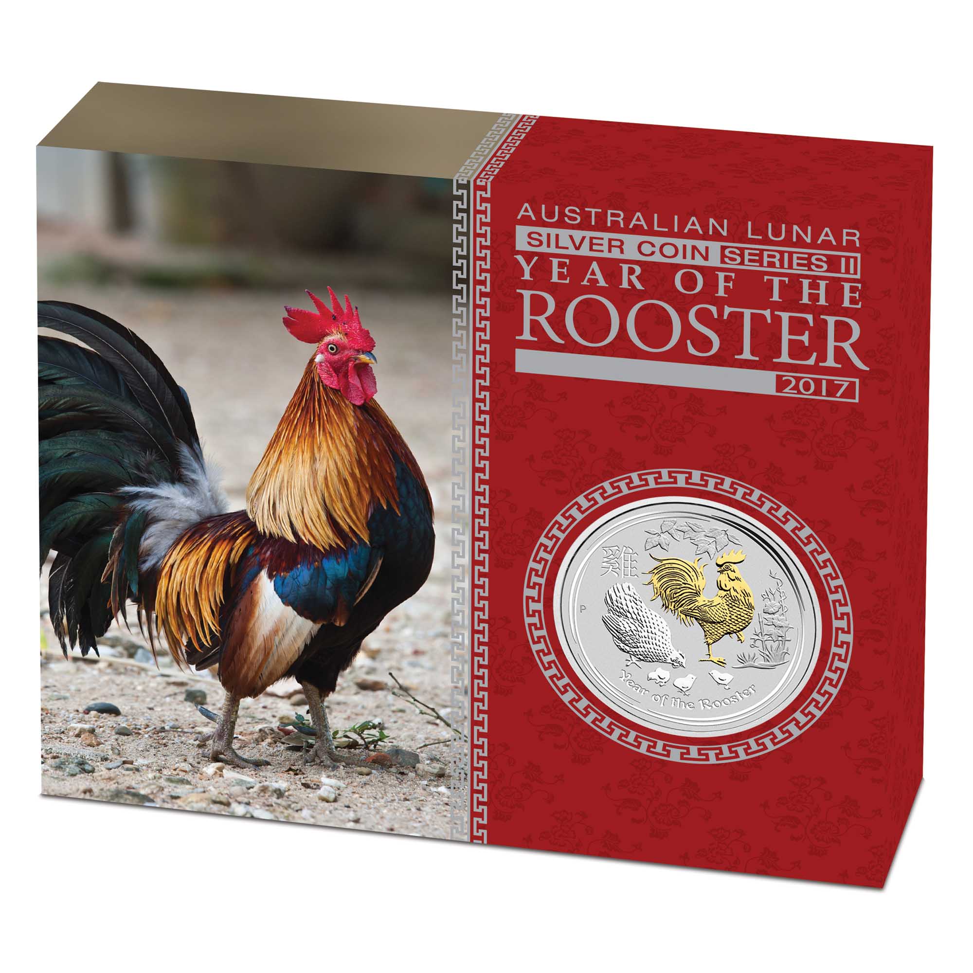 2017 Perth Mint Lunar Rooster 1oz Silver Gilded Coin
