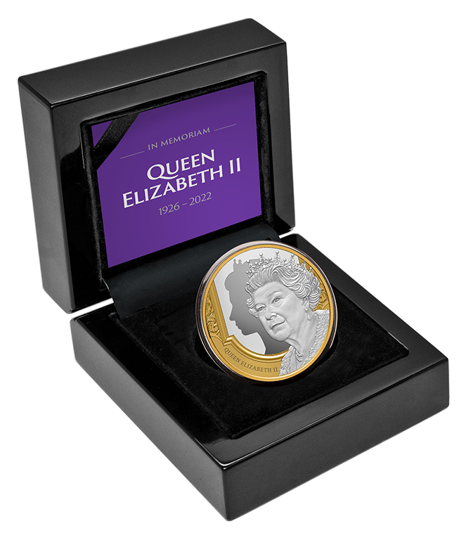 2022 Niue Queen Elizabeth II Tribute 1oz Silver Proof Gold Plated Coin
