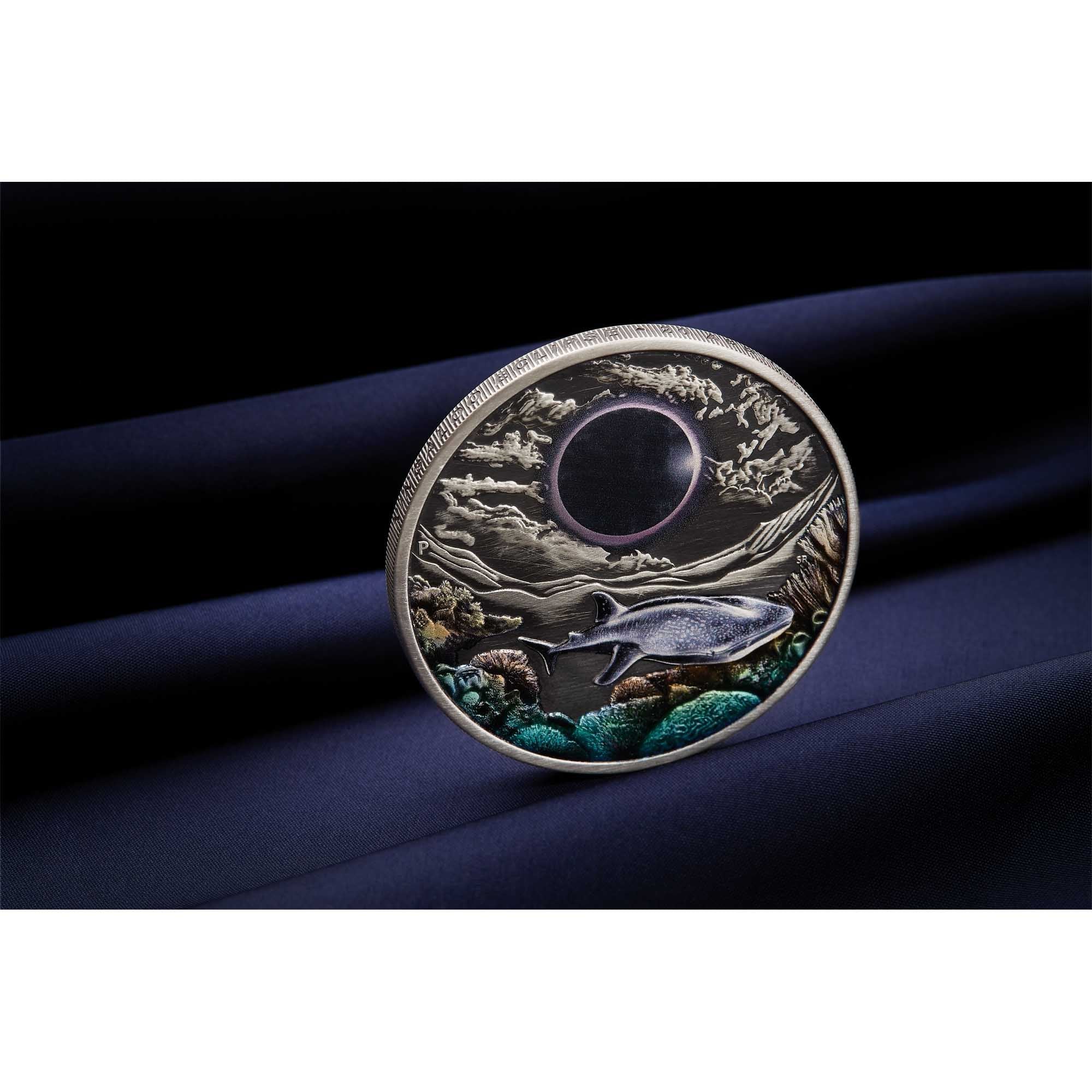 2023 Perth Mint Ningaloo Eclipse 2oz Silver Antiqued Coloured Coin