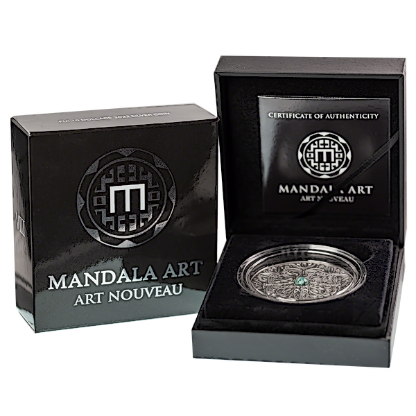2022 Fiji Mandala Art Nouveau 3oz Silver Antiqued Coin