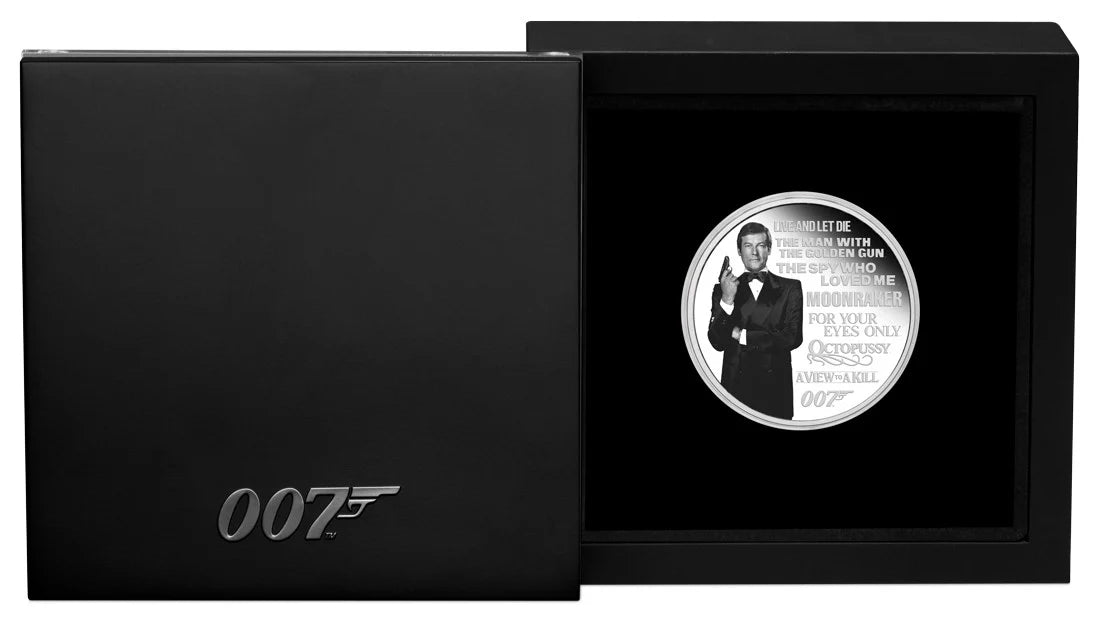 2022 Perth Mint James Bond Legacy Roger Moore 1oz Silver Proof Coloured Coin
