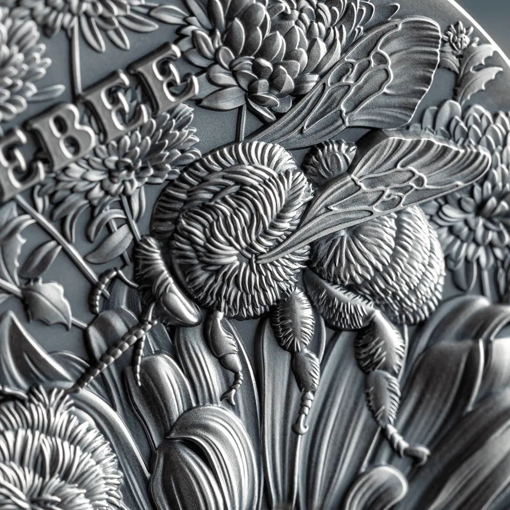 2023 Ghana Nature Architects Bumblebee 2oz Silver Antique HR Gilded Coin