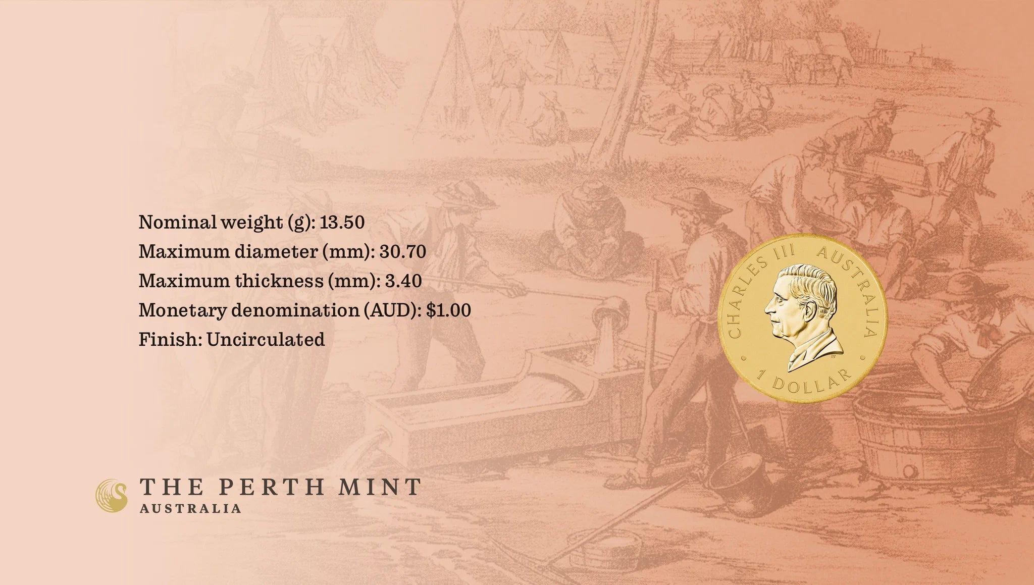 2026 Perth Mint Gold Rush 175th Anniversary $1 Uncirculated PNC