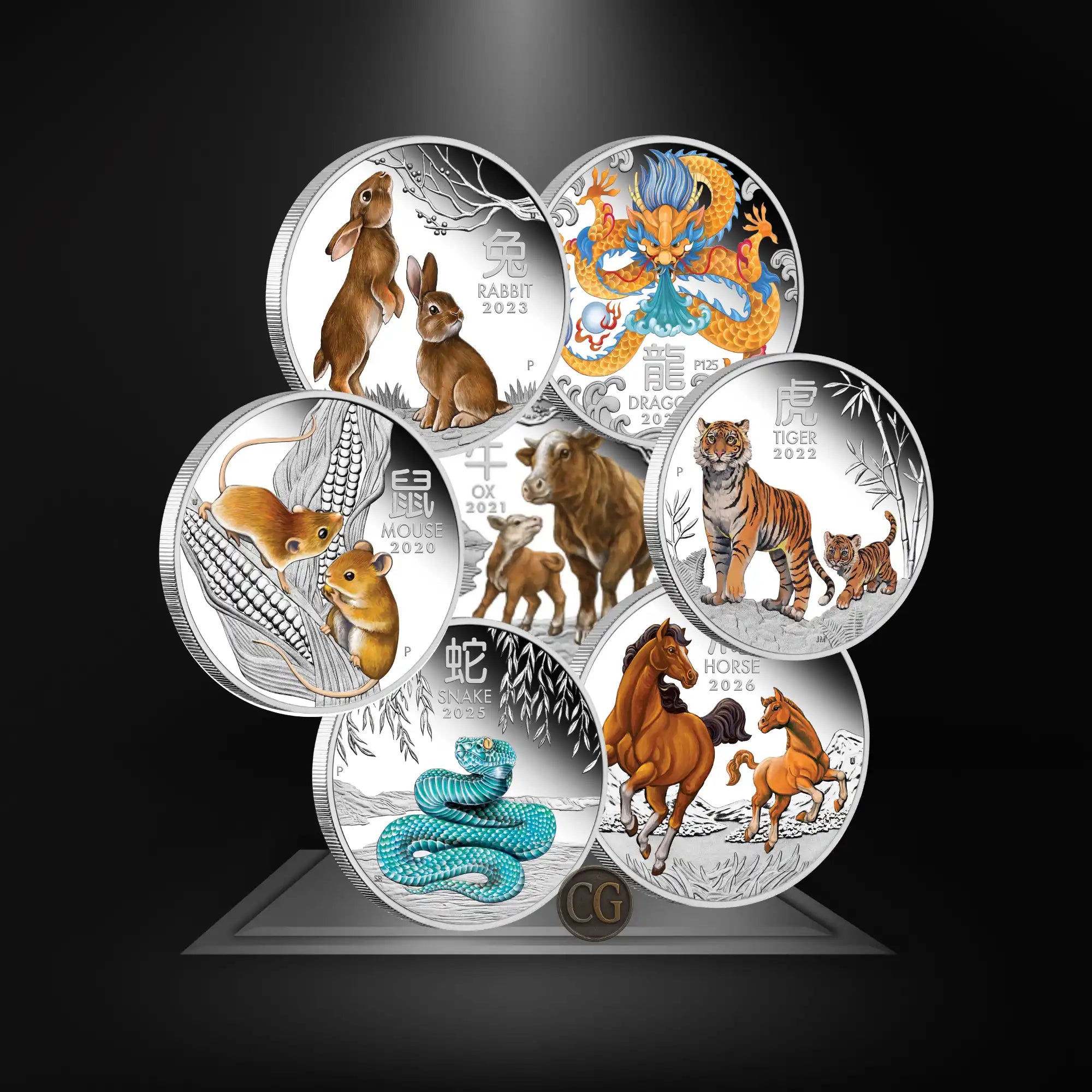 2020–2026 Perth Mint Lunar Series III 1oz Silver Proof Coloured 7-Coin Collection