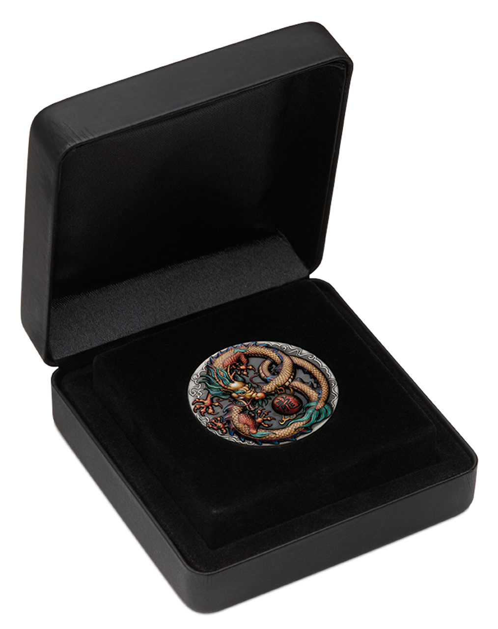 2022 Perth Mint Dragon 2oz Coloured High Relief Silver Antiqued Coin