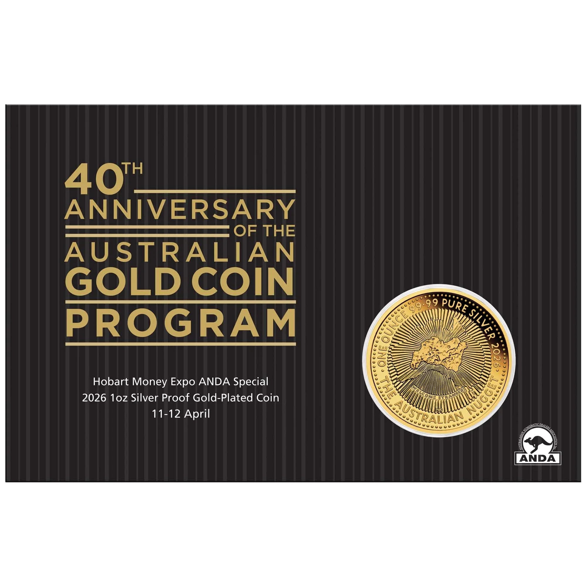 2026 Perth mint Australian Nugget 40th Anniversary ANDA 1oz Silver Gilded Coin