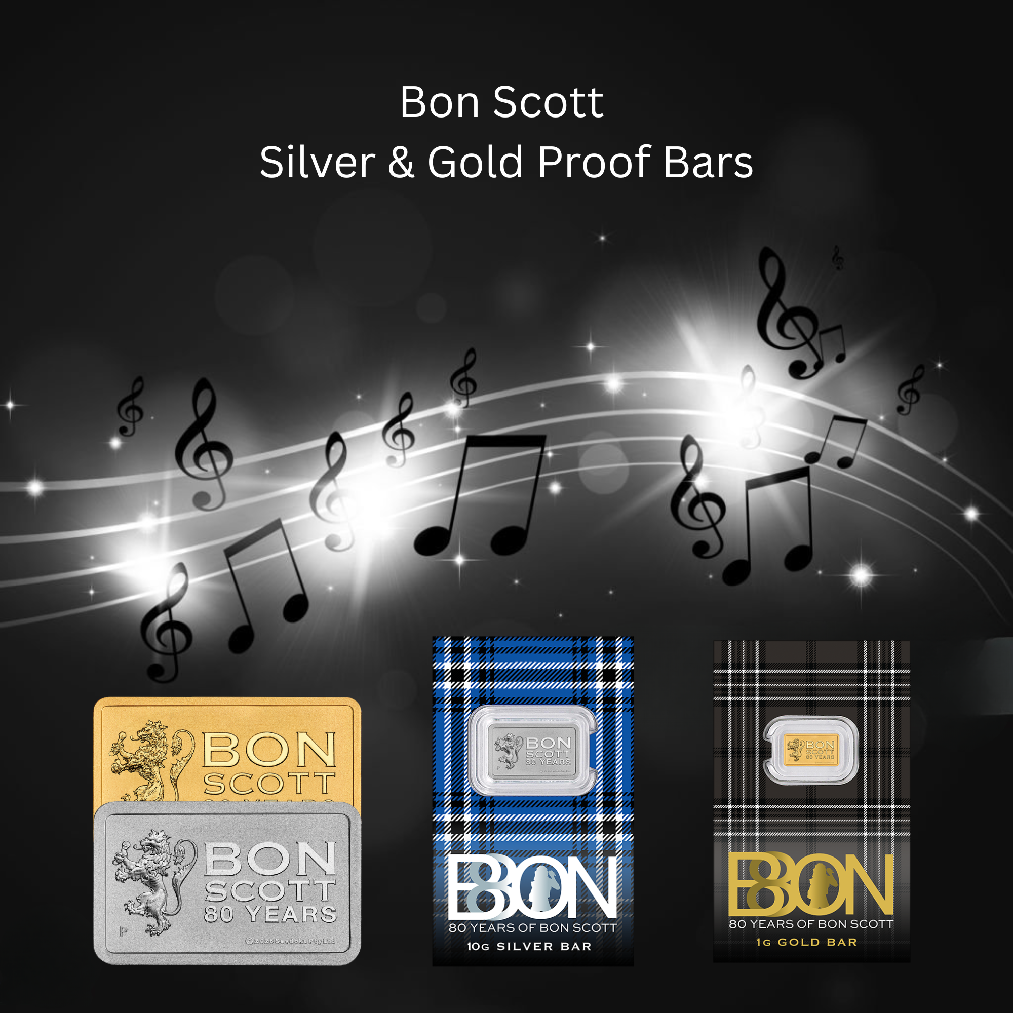 2026 Perth Mint Bon Scott Gold & Silver Minted Bar Collection