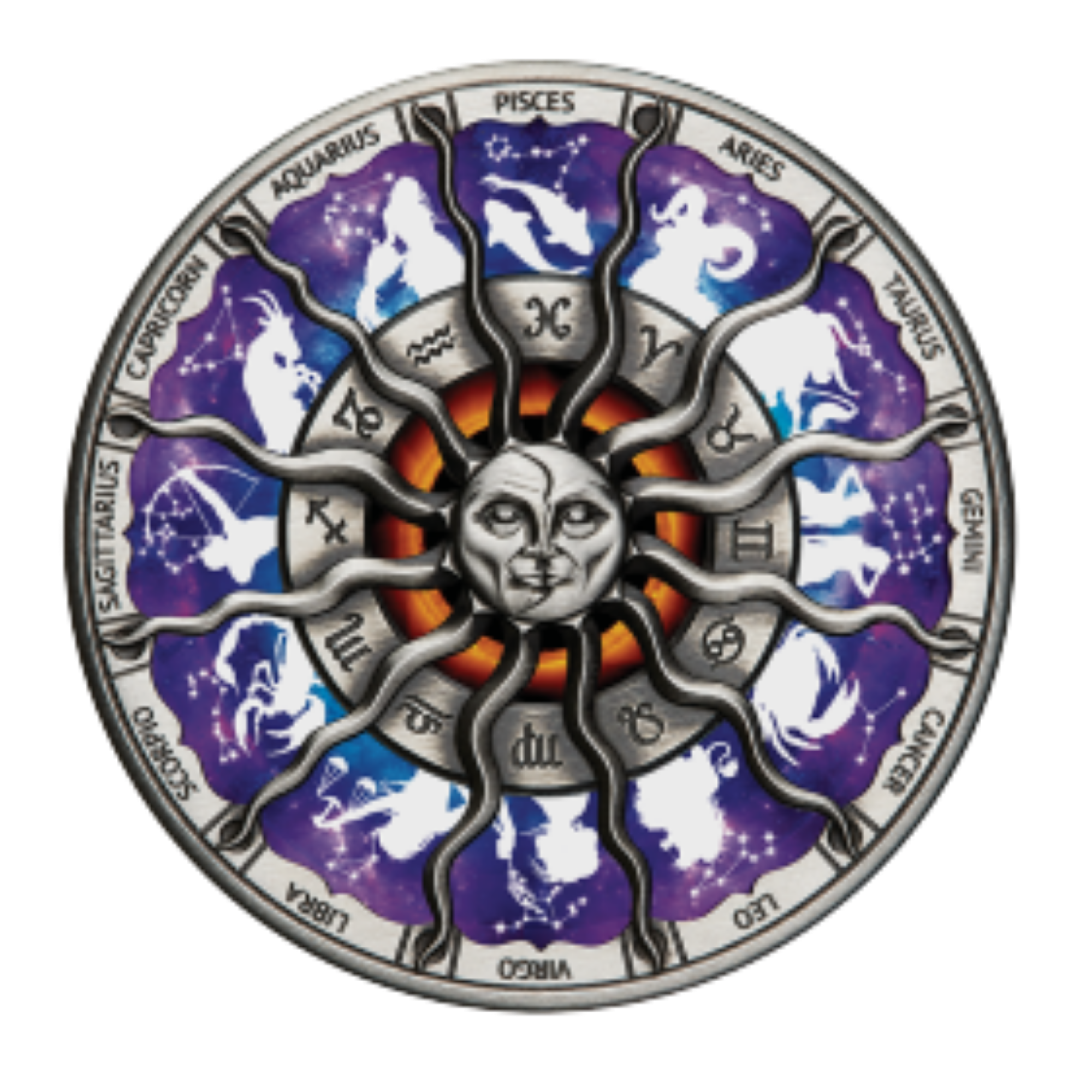 2023 Perth Mint Signs of the Zodiac 5oz Silver Antiqued Coloured Coin