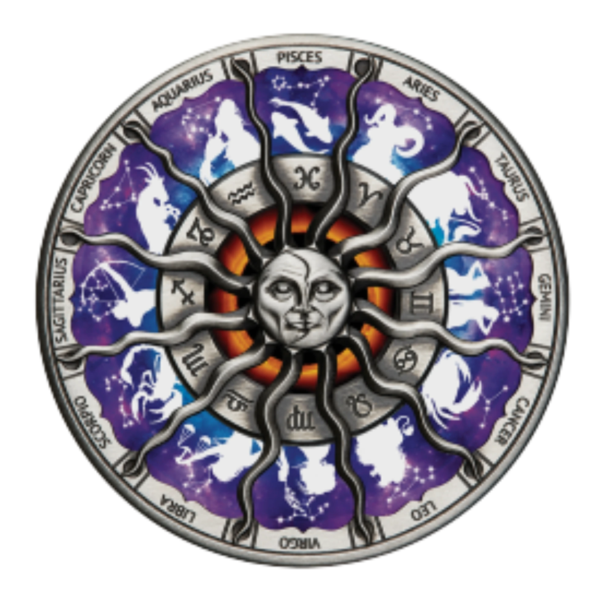 2023 Perth Mint Signs of the Zodiac 5oz Silver Antiqued Coloured Coin