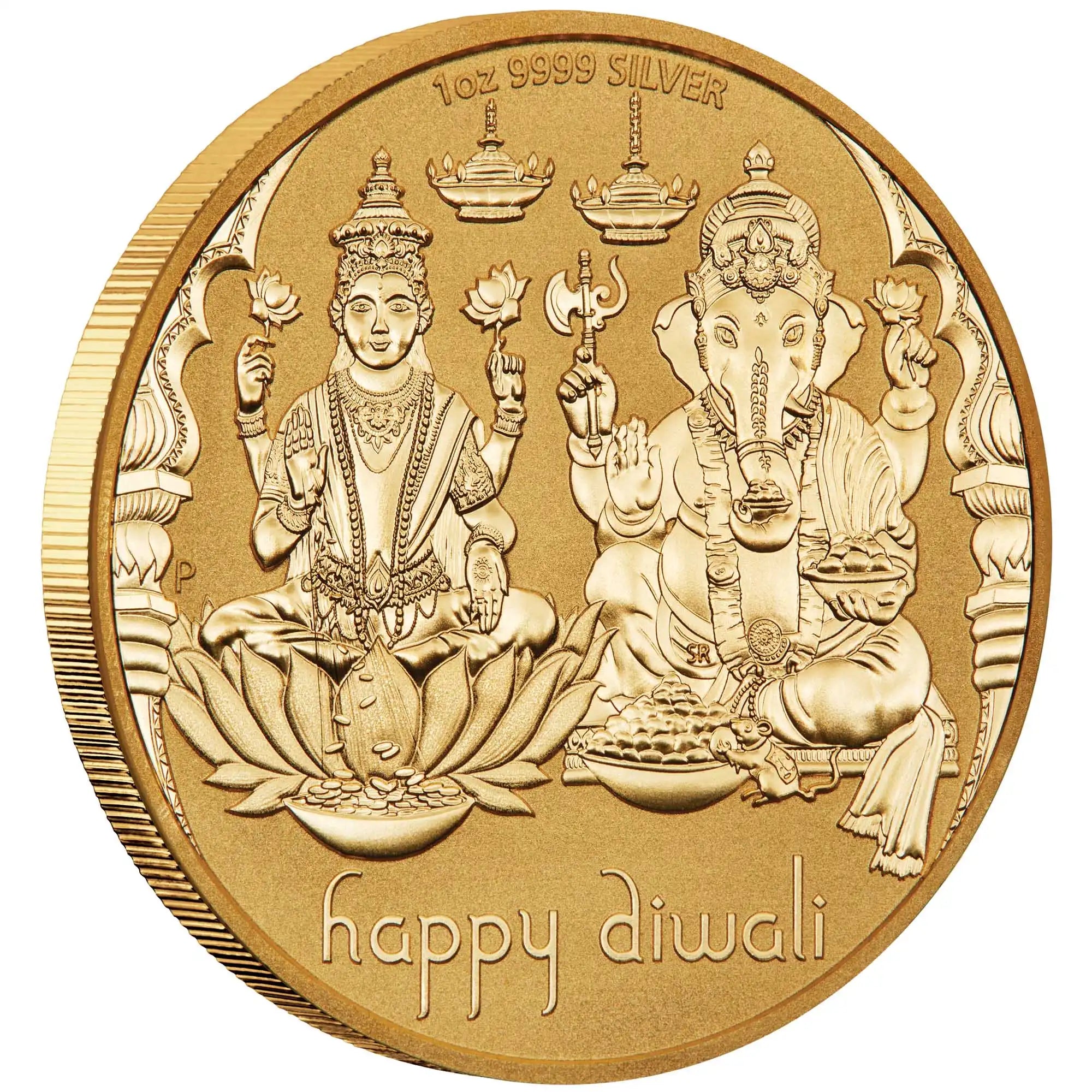 2022-24 Perth Mint Happy Diwali 1oz Silver Gilded 3 Coin Collection