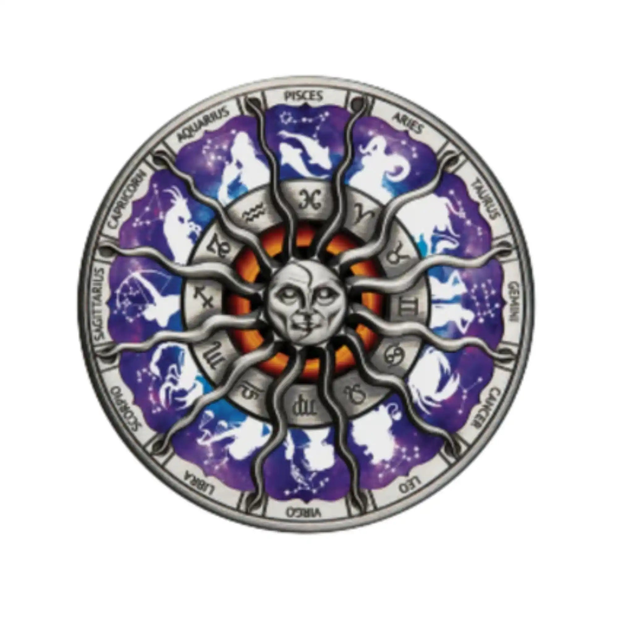 2023 Perth Mint Signs of the Zodiac 5oz Silver Antiqued Coloured Coin