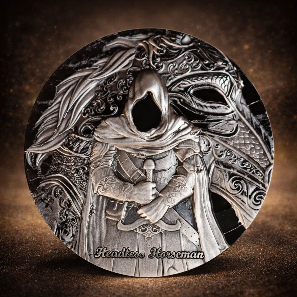 2025 Cameroon Headless Horseman 2oz Silver Antiqued High Relief Coin