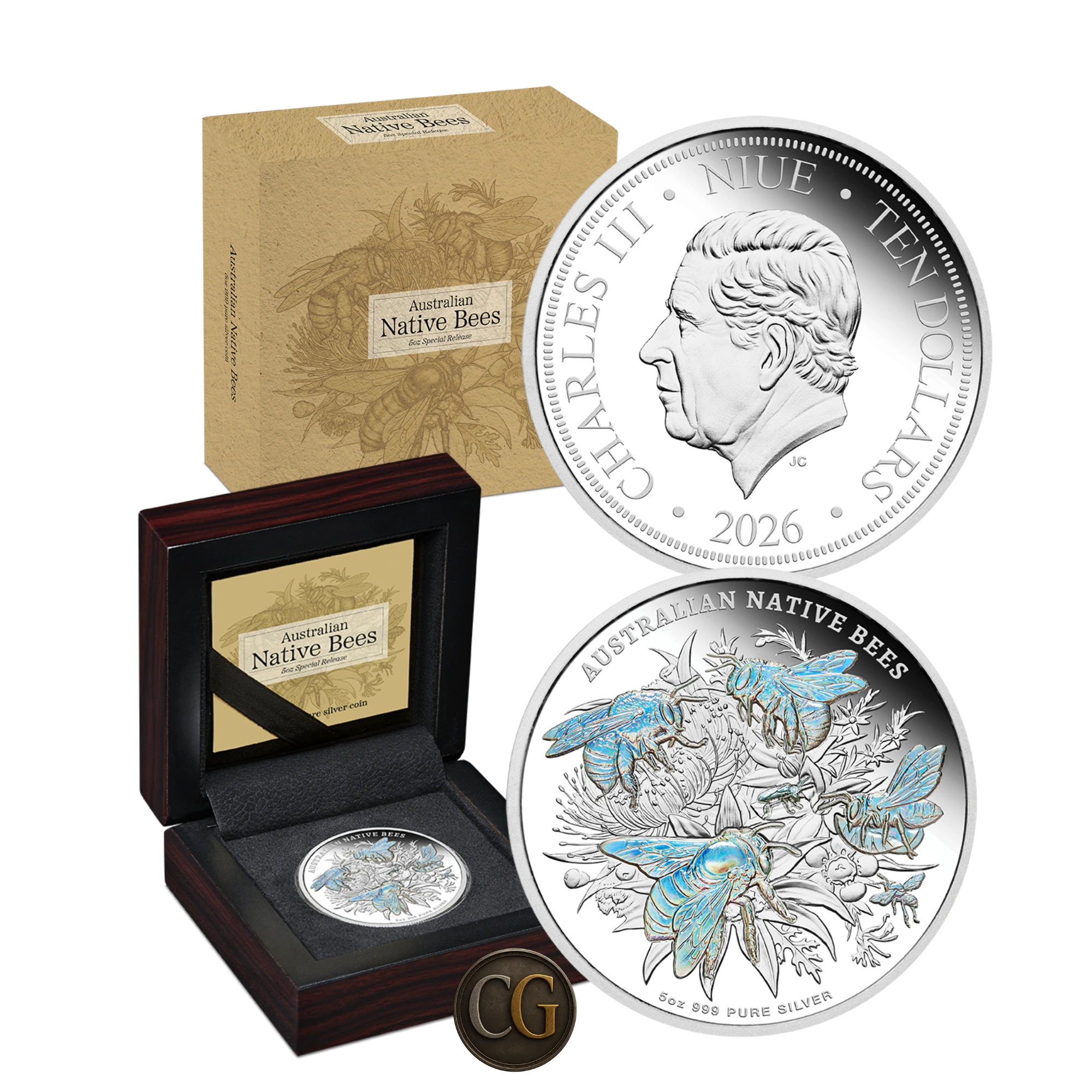 2026 Niue Australian Native Bees 5oz Silver Proof Hologram Coin