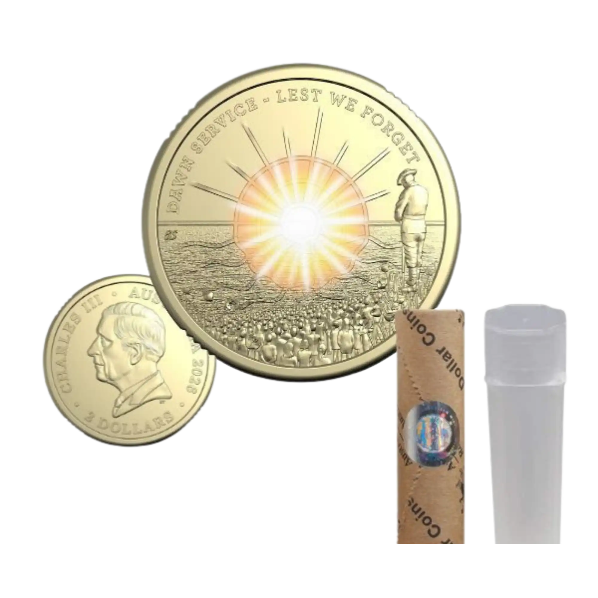 2026 RAM Lest We Forget Dawn Service $2 Coloured Coin Roll