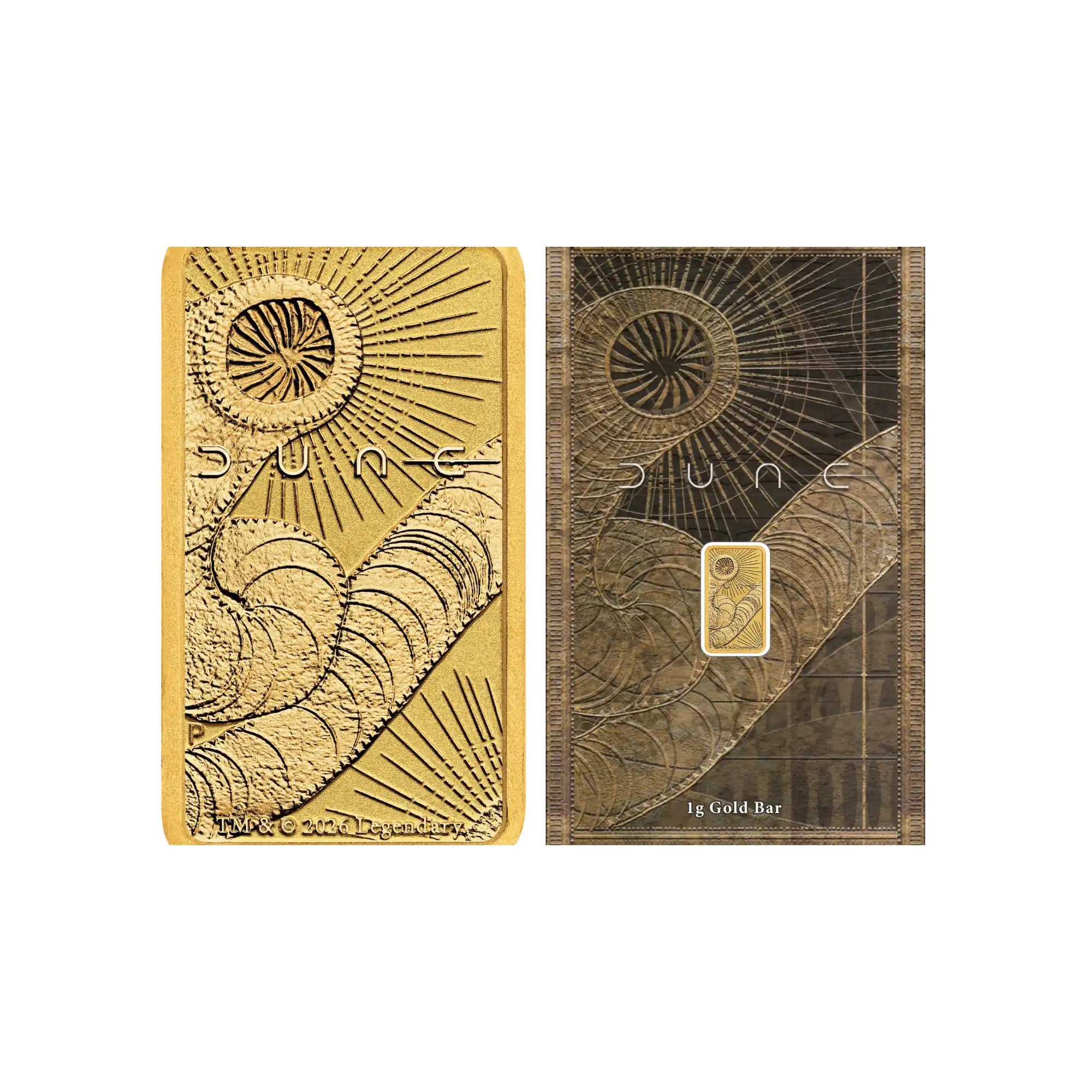 2026 Perth Mint Dune 1oz Coloured Silver Coin & 1g Gold Bar 2 Piece Collection