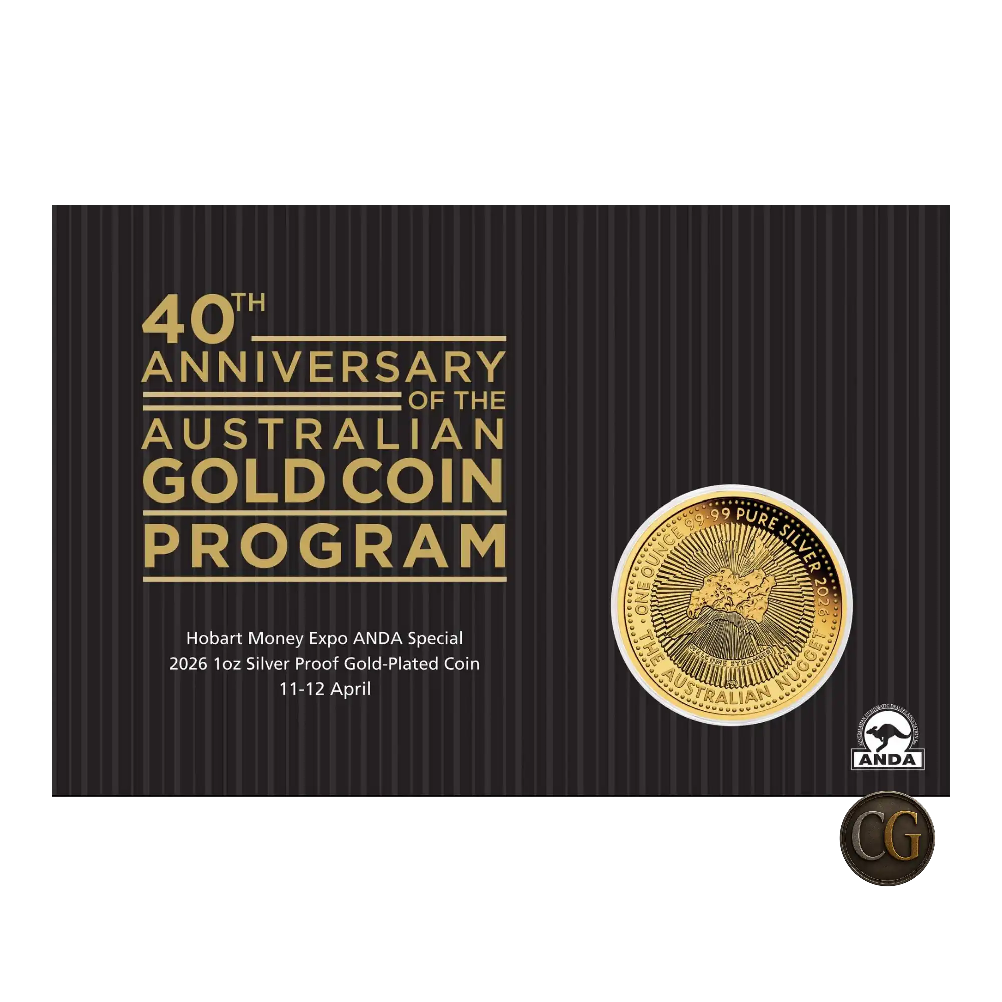 2026 Perth mint Australian Nugget 40th Anniversary ANDA 1oz Silver Gilded Coin